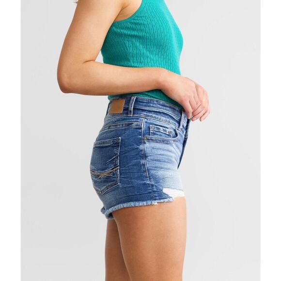 BKE Denim Gabby Stretch High Rise Denim Short Size 27 Distressed Corey Wash - Picture 3 of 16
